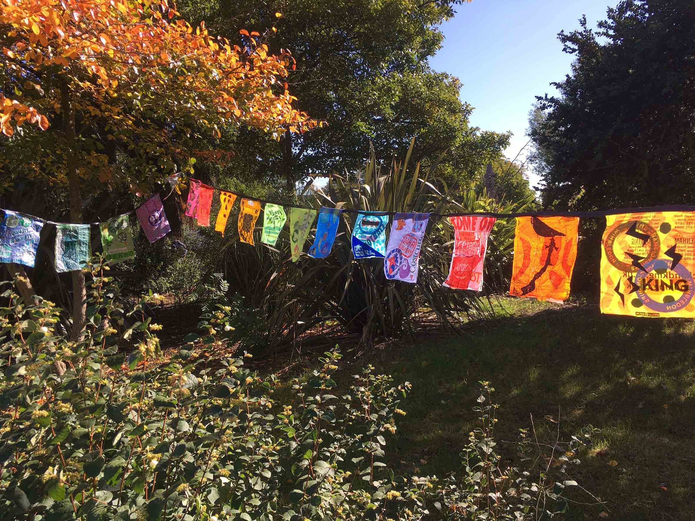 Prayer Flags made by families affected by Grenfell Fire 2017.